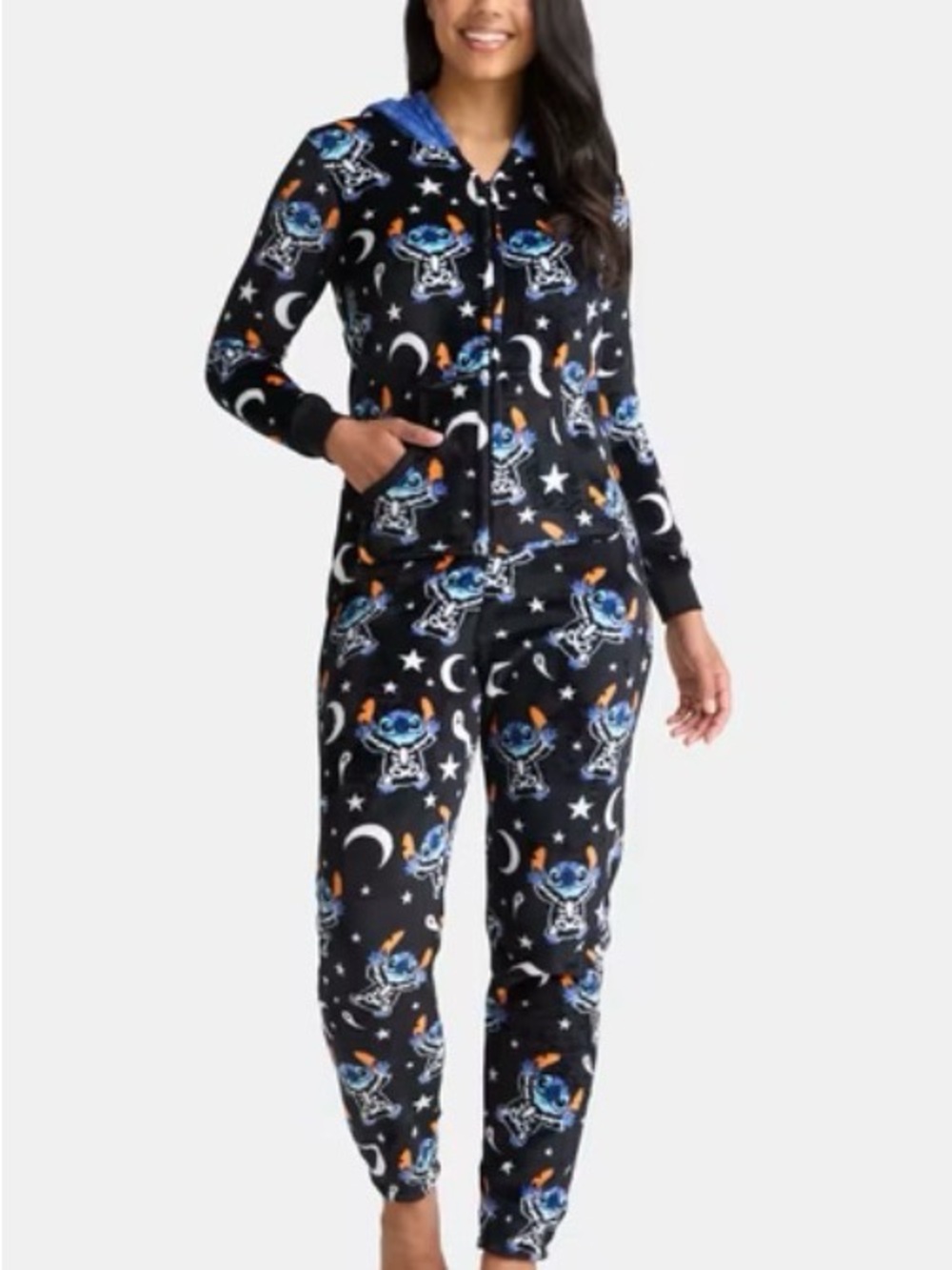 Disney Black, Blue and Orange Stitch Space-Print Kids One-Piece